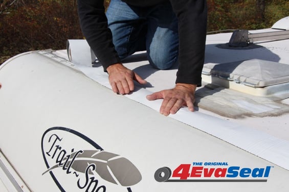 trailer's roof being fixed with 4EvaSeal Multipurpose Waterproofing Tape.jpg